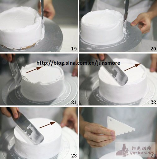 裱花基本技巧---奶油水果装饰蛋糕的做法（鲜奶油打发及抹平）