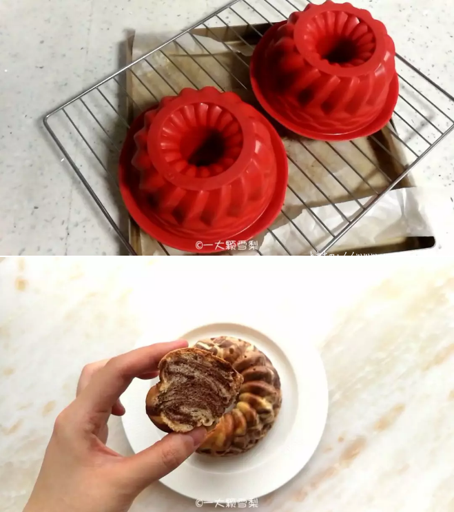 巧克力大理石戚风蛋糕Choco Marbled Chiffon Cake的做法 步骤12