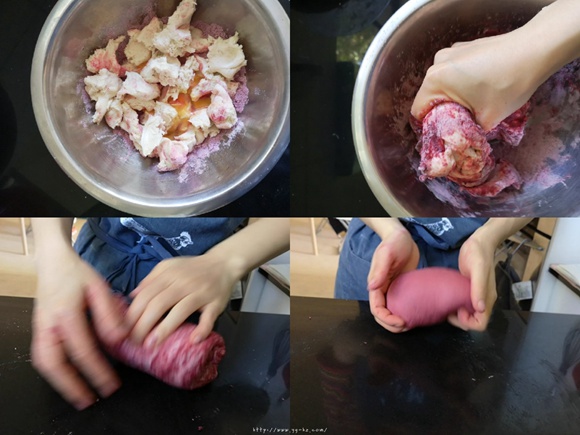 中种芋泥红豆软面包（多图详解手揉面团）的做法 步骤10