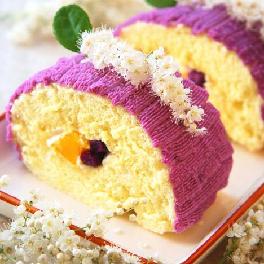 香芒紫薯蛋糕卷（鲜花和蛋糕一同送上的祝福）